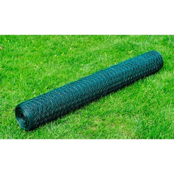 Berkfield Chicken Wire Fence Galvanised with PVC Coating 25x0.5 m Green