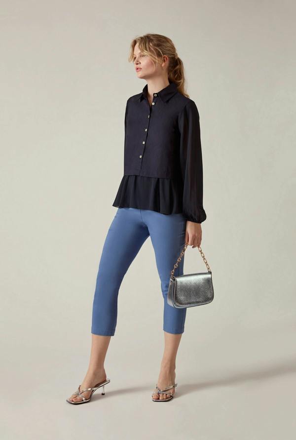 James Lakeland Navy Contrast Hem Blouse