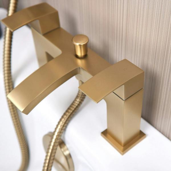 Flode Boras | Bath Shower Mixer | Including Handset and Holder | Brushed Brass