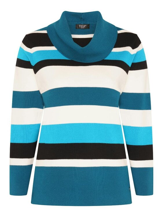 TIGI Yarn Dye Stripe Cowl Neck.