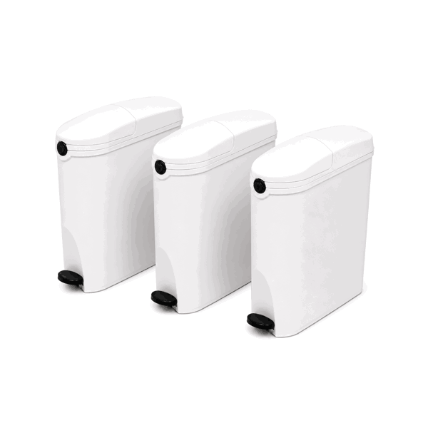 ProWashroom Sanitary Bin 20L Slimline Washrooms Toilets Hygienic Disposal Pedal Container Bins for Female Ladies And Baby Hygiene x3
