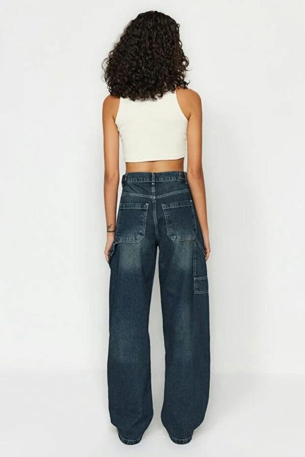 WOVCOR High Waist Carpenter Loose Baggy Jeans