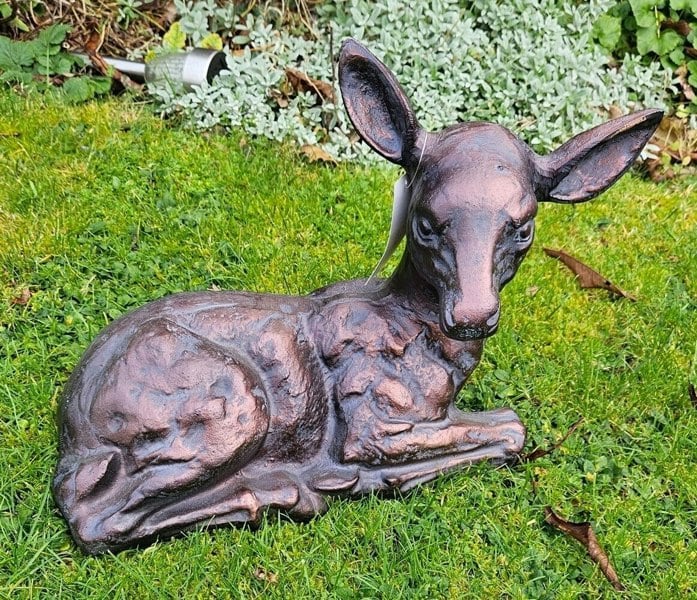 Inspirational Gifting Laying Fawn Garden Sculpture Deer Ornament