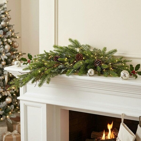 Garden Greatness Pine Bow Teardrop Christmas Swag