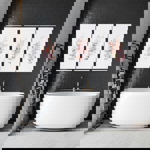 Framed Pictures For The Bathroom | Set of 3 Seashells Wall art Prints