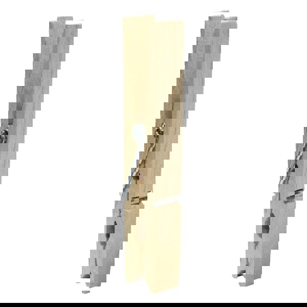 JVL Plastic Peg Basket, Grey with 102 Birch Wood Pegs, Brown