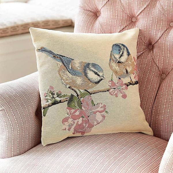 Museum Selection Blue Tits & Blossom Tapestry Cushion