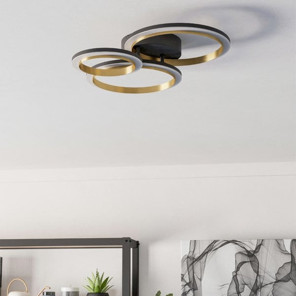 EGLO Calliera Black And Brass Steel LED Circle Modern Ceiling Light