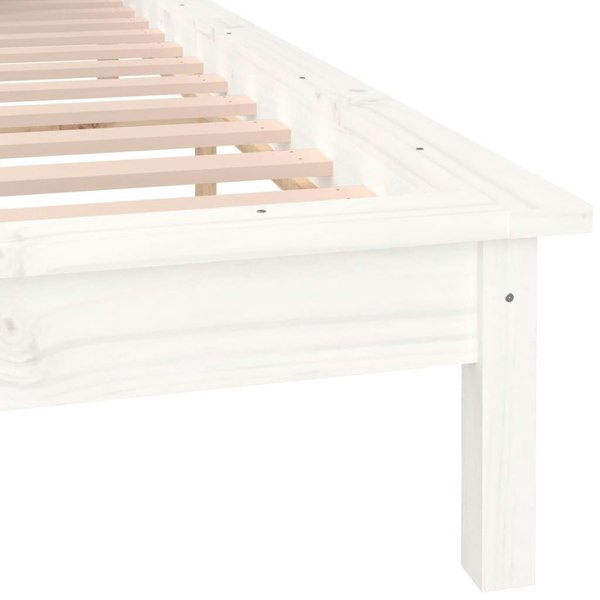 Berkfield LED Bed Frame White 150x200 cm King Size Solid Wood