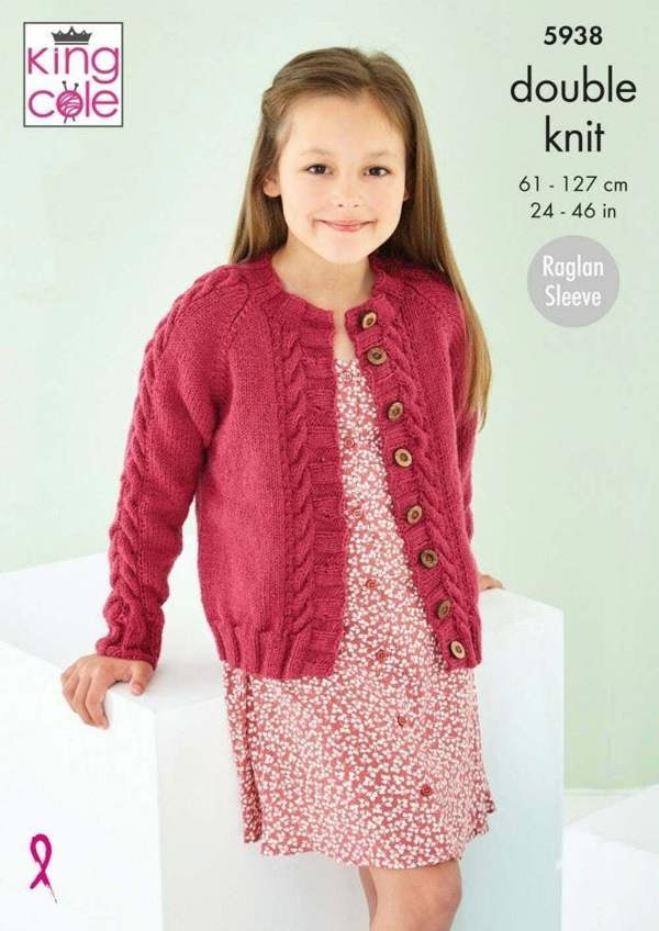King Cole Pricewise DK Knitting Pattern 5938, Sweaters, Cardigans for Kids, Teenagers, Women, 24 - 46 Inches