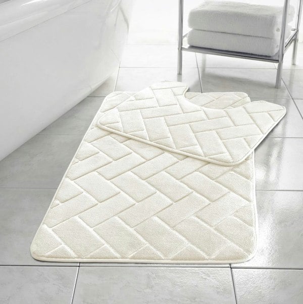 HomeSpace Direct Memory Foam Blocks Anti Slip Bath Mat Set 2 Piece