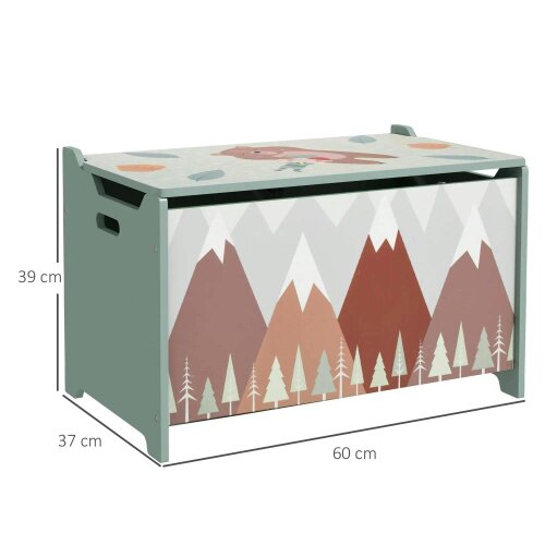 Bobobiy ZONEKIZ Toy Box, Kids Storage Chest, with Lid, Safety Hinge - Green