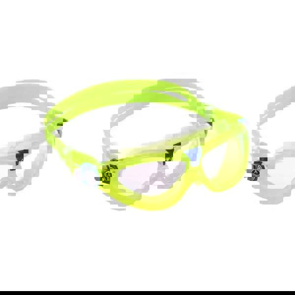 Neon yellow Aqua Sphere Seal Kid 2 goggles with blue accents for kids