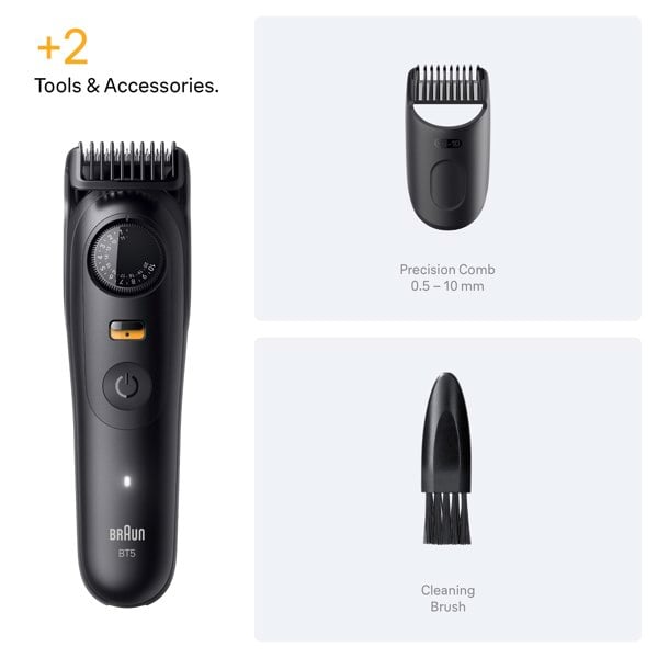 Braun Beard Trimmer Series 5, BT5500, +2 Styling Tools - Black