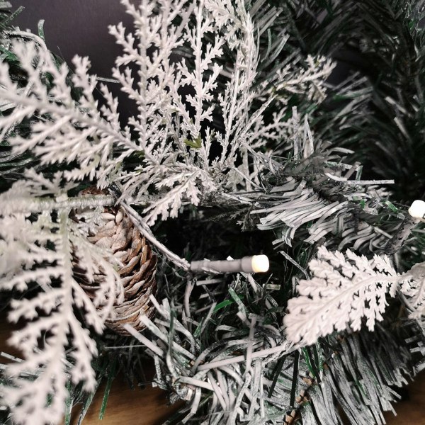 Samuel Alexander 1.8m Snowy Christmas Garland with Pinecones 96 Tips and 50 Warm White LED Lights