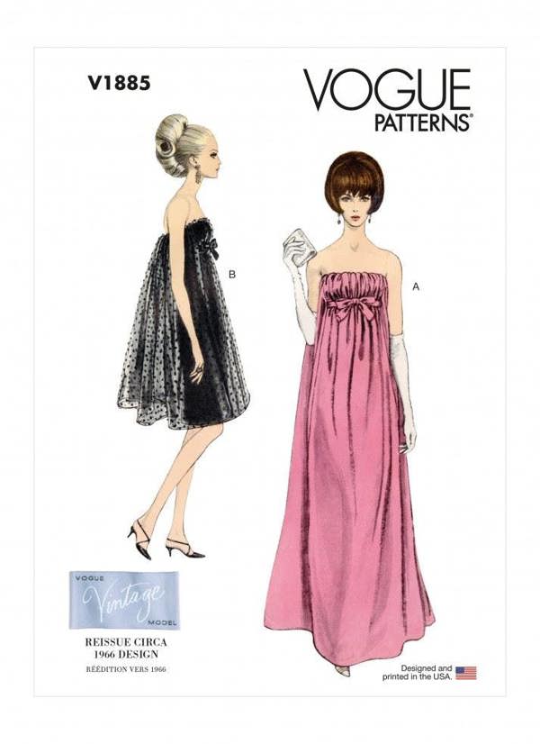 Vogue Sewing Pattern 1885, Dresses, Vintage Style for Women, A5 (6-8-10-12-14) - Advanced