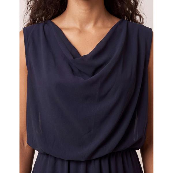 Blue Vanilla Plain Sleeveless Cowl Neck Dress