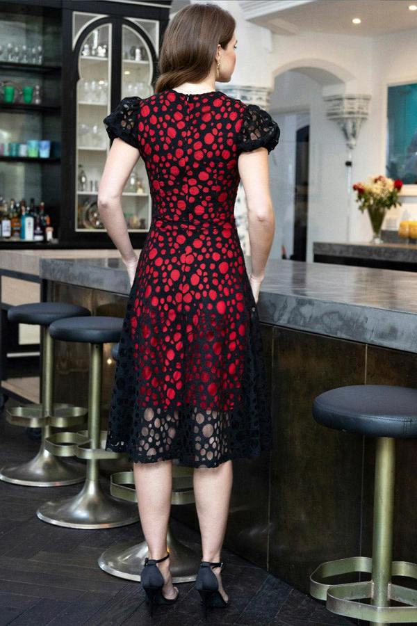 HotSquash A-Line Lace Dress with Contrast Lining