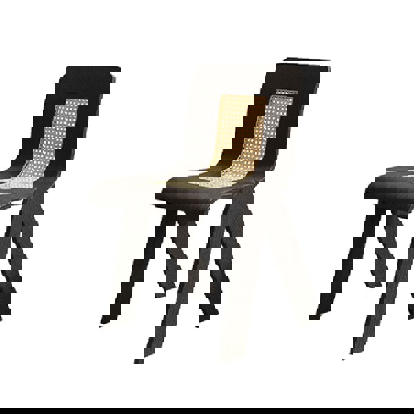 Verna Curve Dining Chair, Black & Rattan-Weilai Concept-Weilai Concept