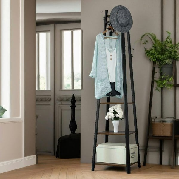 Rafaelo Mobilia Industrial Coat Stand With 2 Shelves