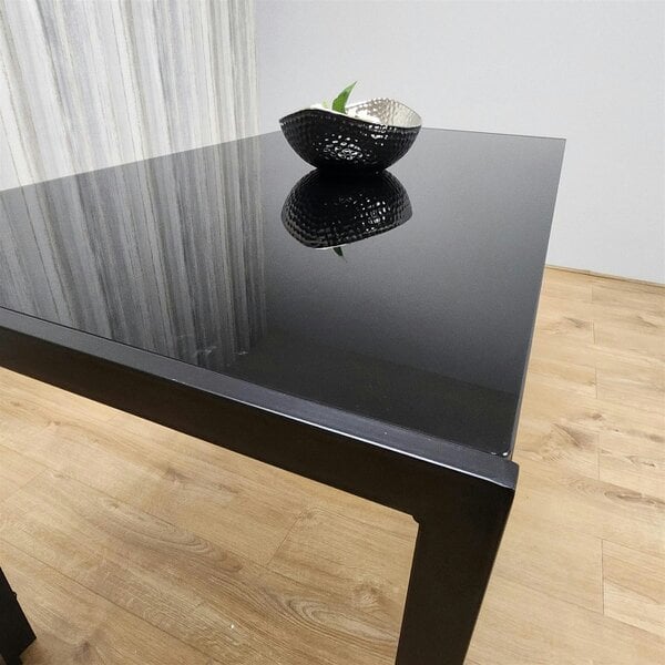 Kosy Koala Dining Table Black Glass Kitchen Place for 4 Seats, Dining Table Only (Black H 75 x L 120 x W 70 cm)