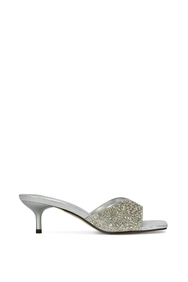 XY LONDON Sparkly Crystal Kitten Heeled Sandal Mules