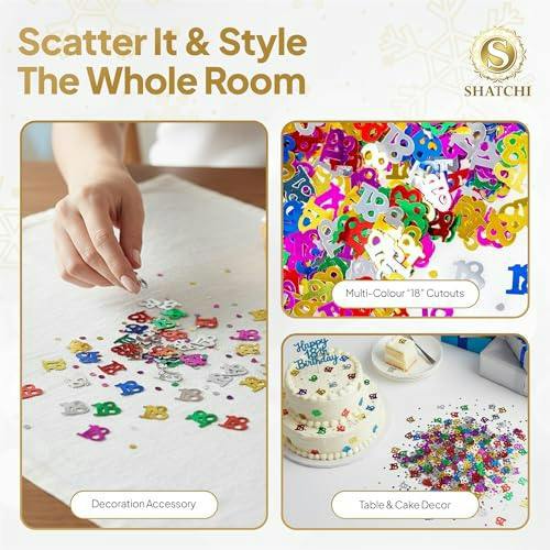 18th Birthday Multicolour Metallic Confetti Decoration Pack for Party Tables and Displays image 7