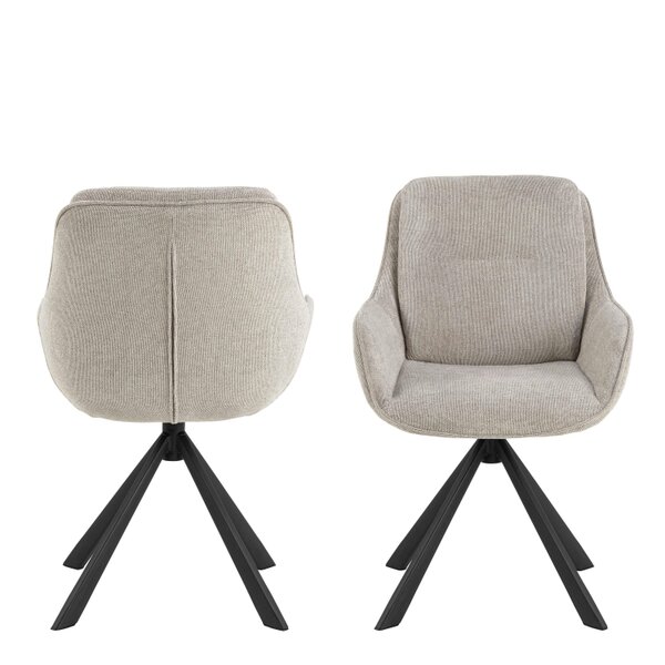 Wyld Haus Pebbleseed Set of 2 Sand Upholstered Swivel Dining Chair