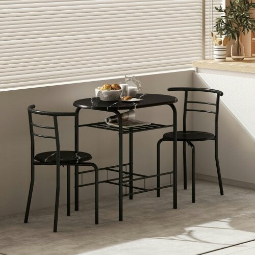 Wyld Haus Tolo Black Compact 3 Piece Dining Table And Chair Set