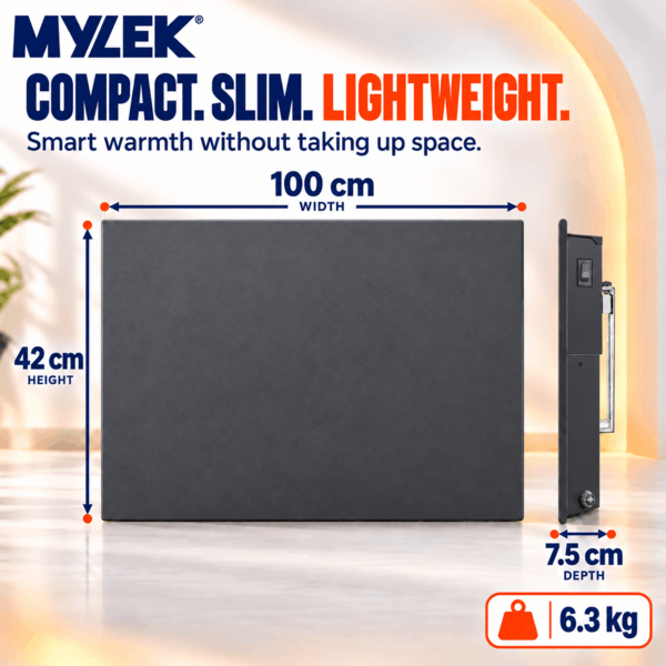 MYLEK Electric Radiator Panel Heater Grey WIFI Smart APP Eco 2000W Bathroom Safe Wall Mounted Timer Thermostat