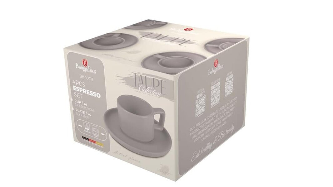 Berlinger Haus 4+4 pcs espresso cup set Berlinger Haus BH10016 Taupe