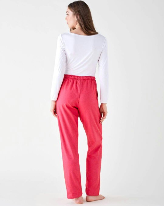 British Boxers Women's Brushed Cotton Pyjama Trousers - Bright Raspberry Herringbone