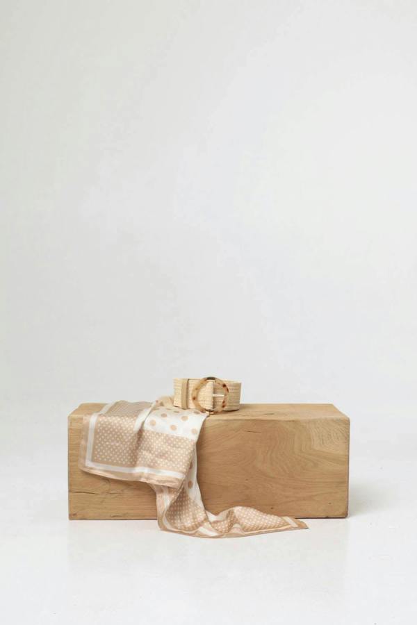 Cream | Woven Texture Buckle Belt