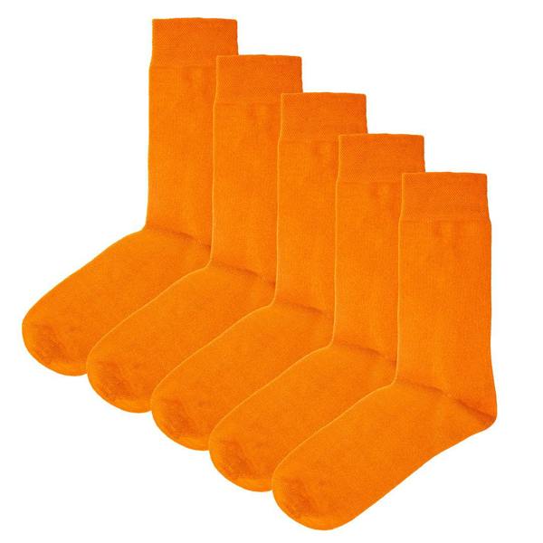 Jemsox 5 Pack - Men’s Luxury Orange Plain Colour Organic Cotton Comfort Welt Socks – UK 6-9