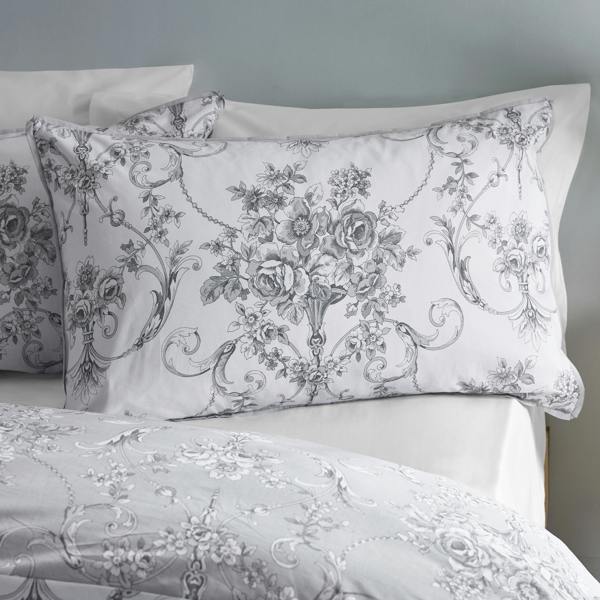 Catherine Lansfield Antoinette Damask Reversible Duvet Cover Set Grey