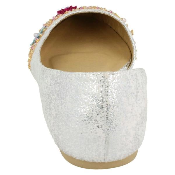 Spot On Ladies Spot On Sequin Ballerinas With Flower Detail F80374