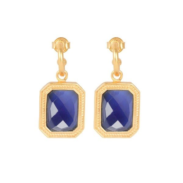 Lila Rasa Rectangular Blue Sapphire Crystal Hoops