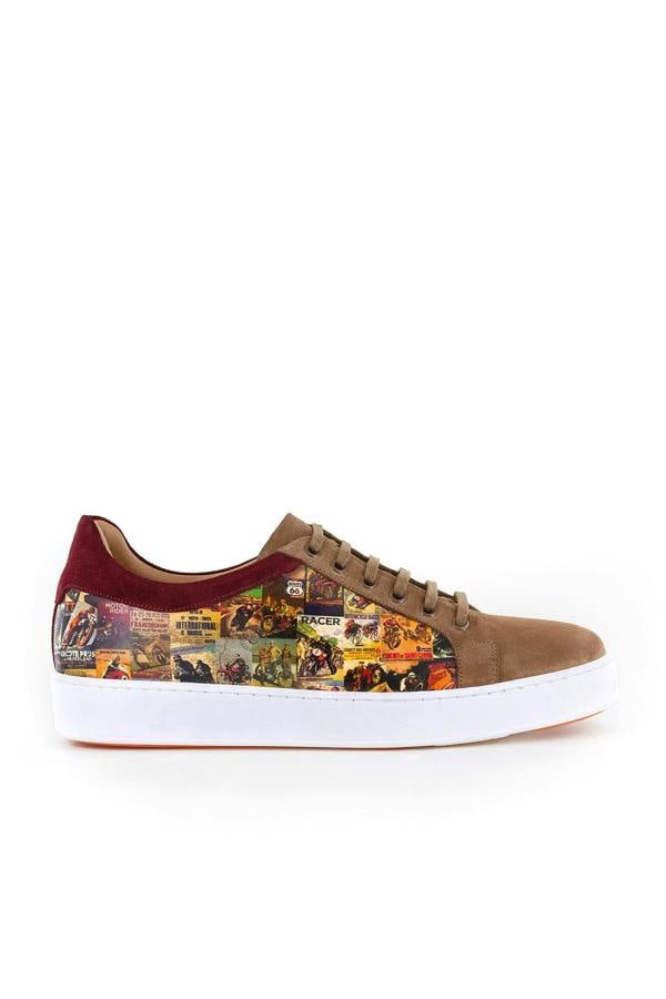 MOTOR RACE PRINT SUEDE AND LEATHER SNEAKERS - Premium Men's Patterned Shirt by Claudio Lugli | Bold Design, Tailored Fit, Best Printed Shirts