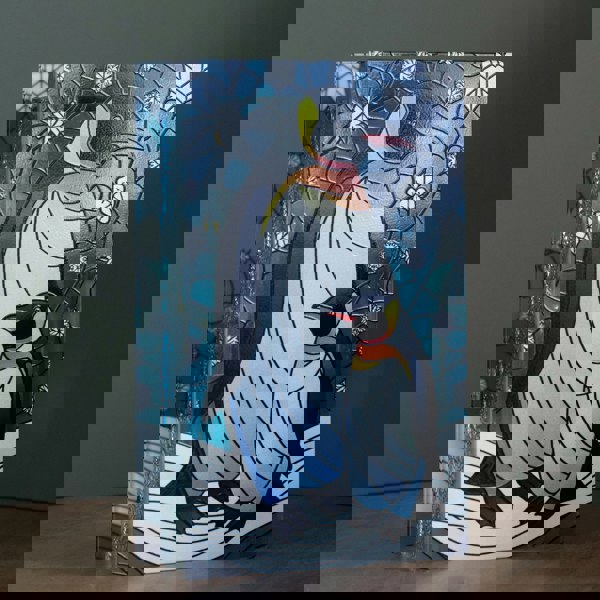 Samuel Alexander 21cm Battery Operated Light up Double Sided Stained Glass Mother & Baby Penguin Decoration with LEDs