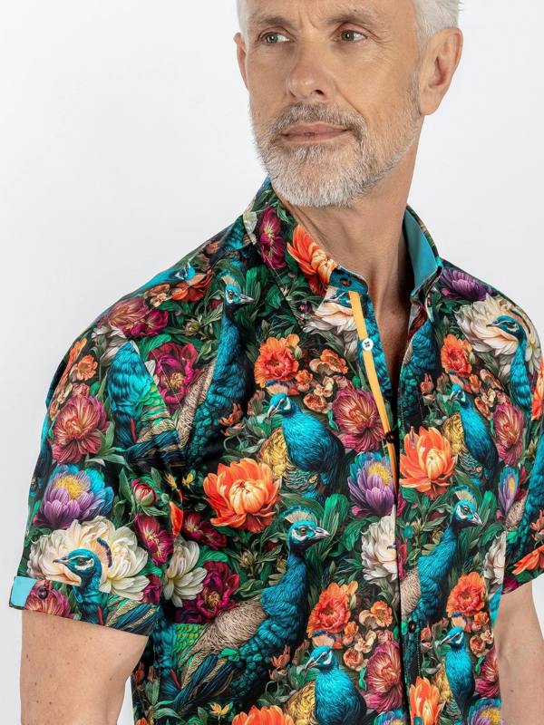 MULTICOLOUR PEACOCKS & FLOWERS - Claudio Lugli Shirts