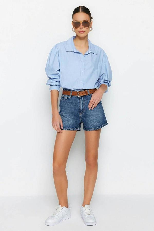 WOVCOR High-Waisted Denim Shorts