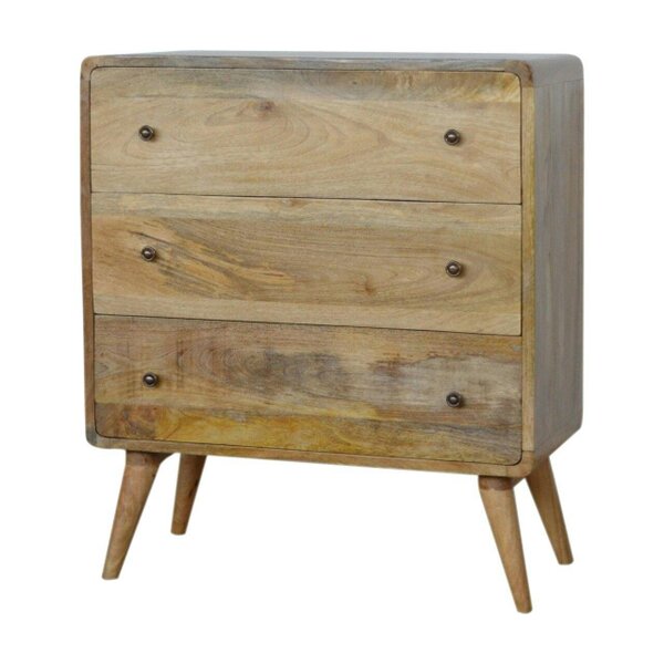 Wyld Haus Urbino Curved Oak Mango Wood 3 Drawer Chest