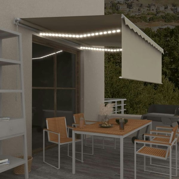 Berkfield Manual Retractable Awning with Blind&LED 4x3m Cream