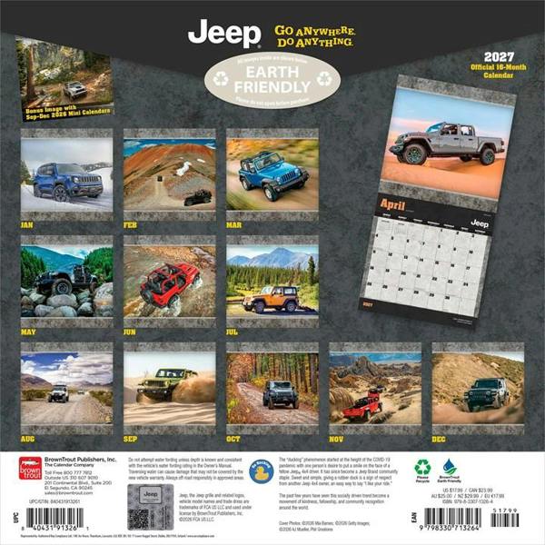Jeep Calendar 2027, Wall Calendars, Month To View, Transport, Gift