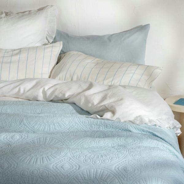 Soak&Sleep Light Blue Quilted Cotton Bedspread