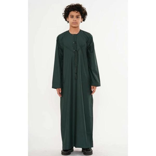 HM11 - Boy's Thobe Emirati Omani Bobble Button String Tassel - Green - Thobez - 18