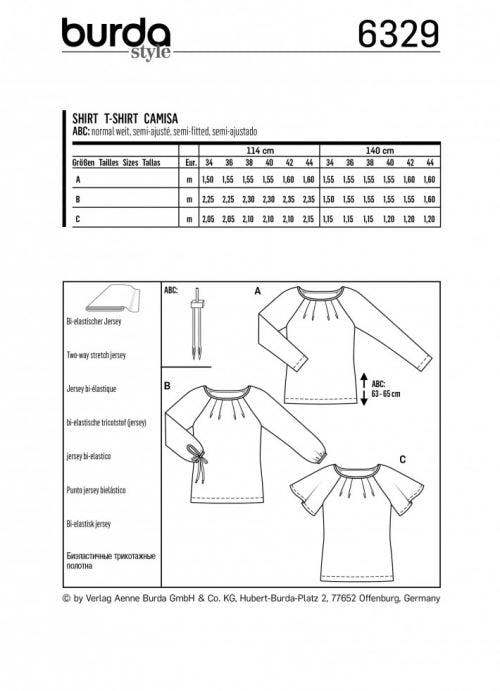 Burda Sewing Pattern 6329 Tops For Women, 8 to 18 - Easy