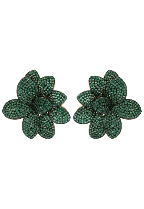 Green flower earrings.