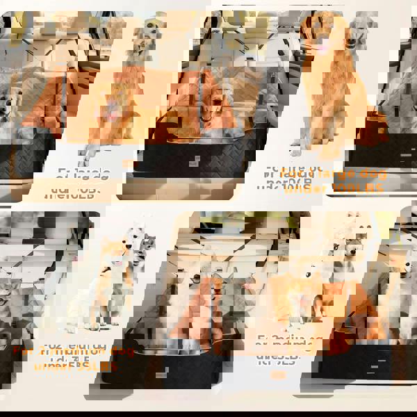 Skylos Dog Booster Car Seat Travel Carrier Bed Basket for Pet up to 100lbs Brown