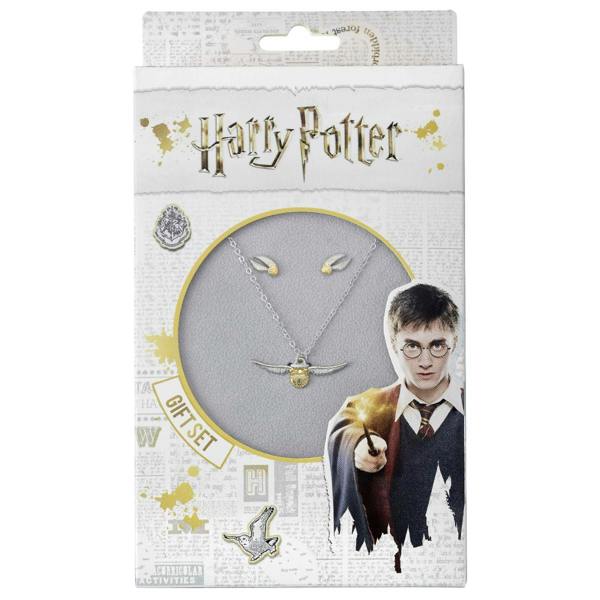 Harry Potter Golden Snitch Necklace and Stud Earring Set